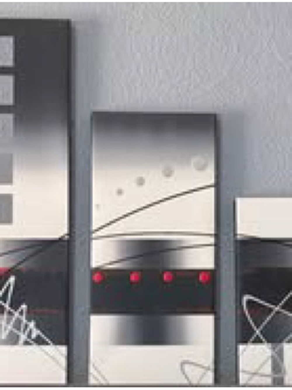 Modern Abstract Wall Art Panel in Black, Silver and Red